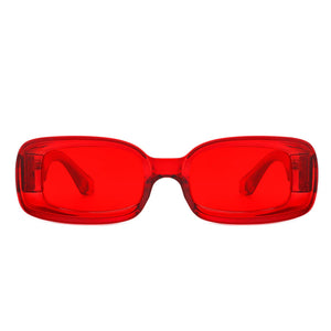 Rectangle Narrow Retro 90s Fashion Tinted Square Sunglasses