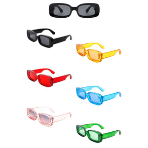 Rectangle Narrow Retro 90s Fashion Tinted Square Sunglasses