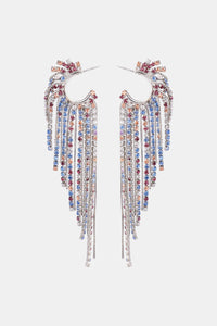 Fringed Rhinestone Zinc Alloy Dangle Earrings