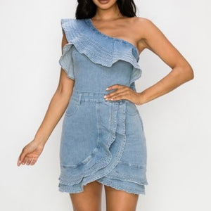 Denim Ruffle Dress